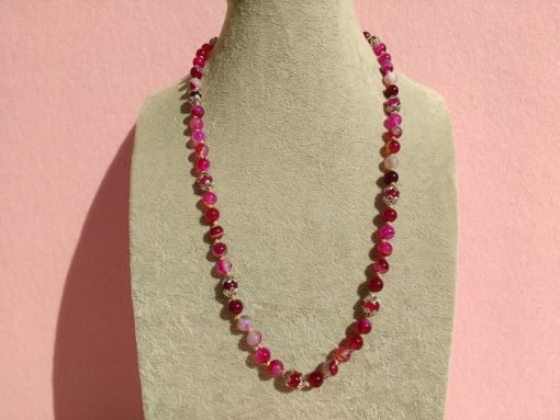 Collana di Agata Fucsia, Pietra Naturale