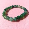 Bracciale in Agata Verde Striata Elastico con Pietre Dure Lisce