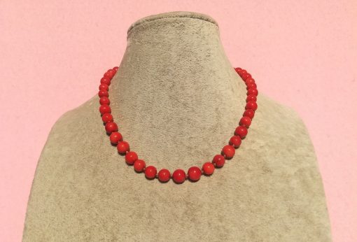 Collana in Corallo con Cordino Beige, Collezione Bijoux Artigianali Italiani