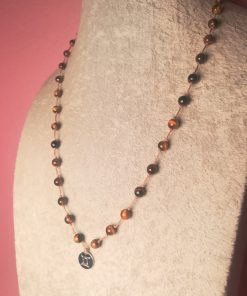 Collana dei Gemelli con Pietre Portafortuna e Ciondolo del Segno Zodiacale, con Cordino Marrone